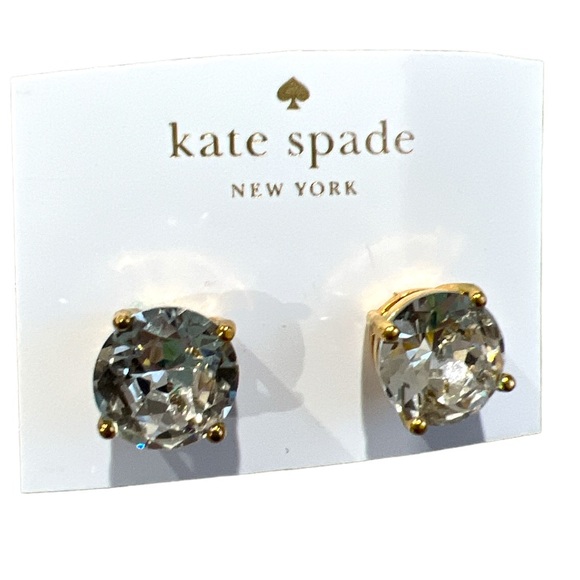 Kate Spade New York Large Rhinestone Shiny Studs Gold Accents Earrings